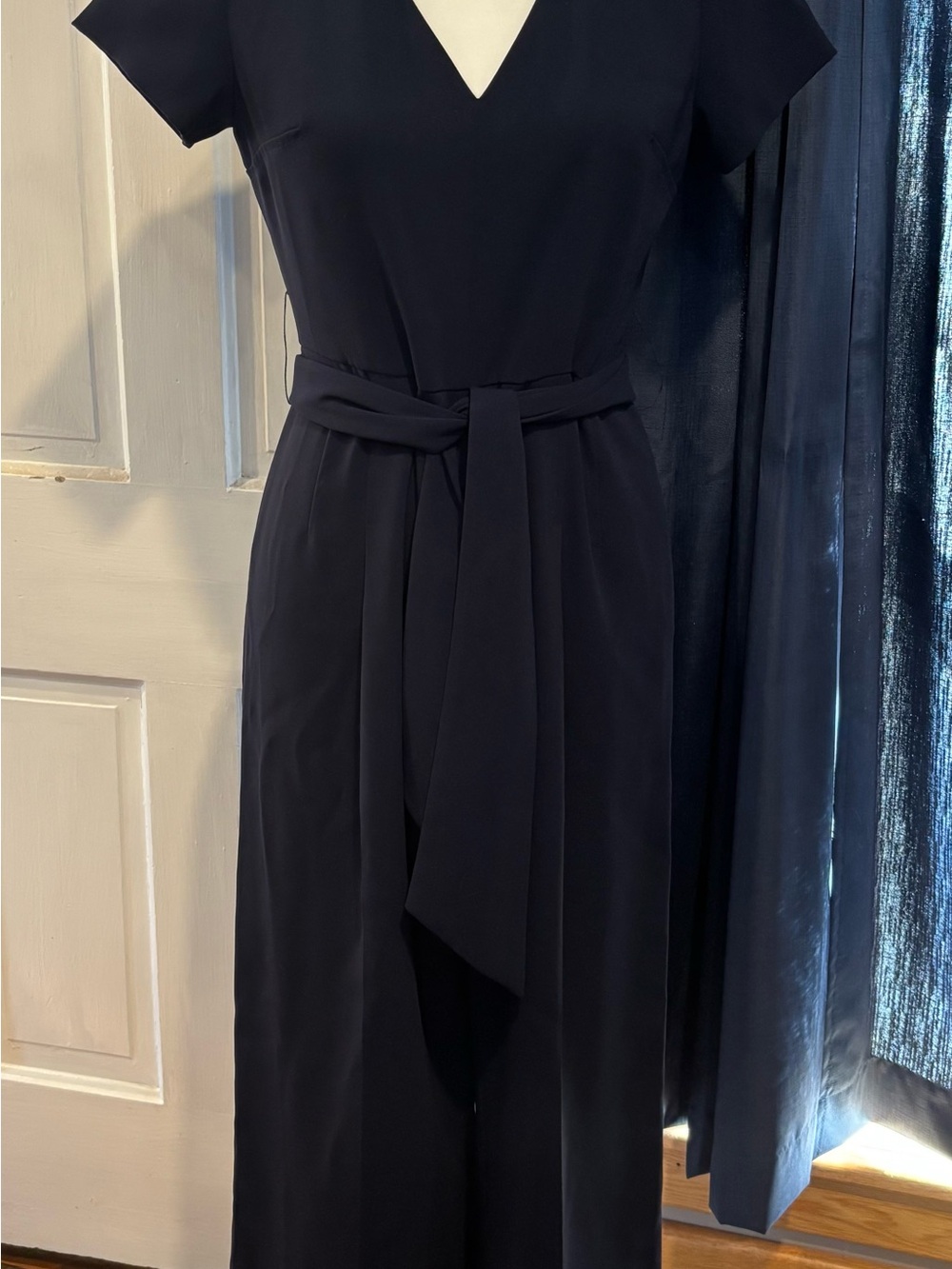 Club Monaco Black V-Neck Belted Jumpsuit